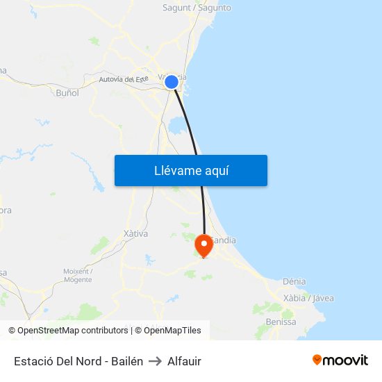 Estació Del Nord - Bailén to Alfauir map