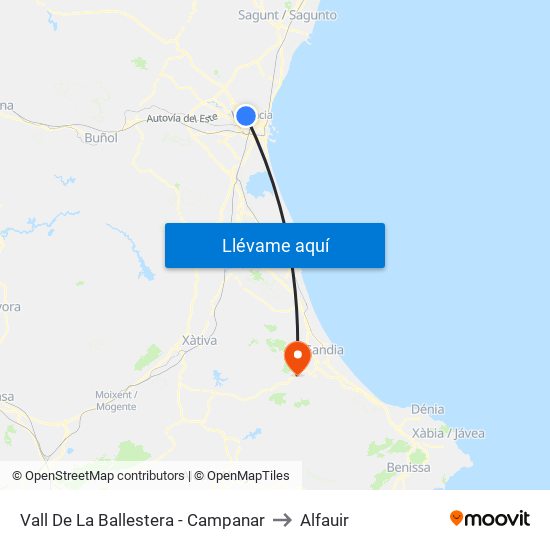 Vall De La Ballestera - Campanar to Alfauir map