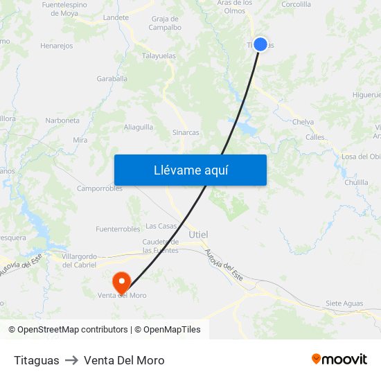 Titaguas to Venta Del Moro map