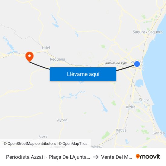 Periodista Azzati - Plaça De L'Ajuntament to Venta Del Moro map