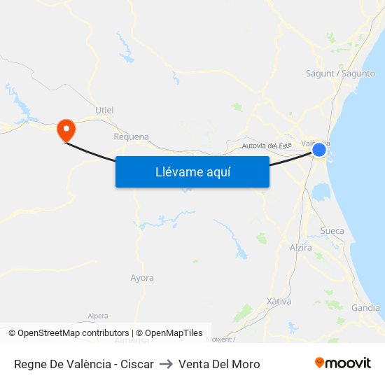 Regne De València - Ciscar to Venta Del Moro map