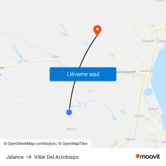 Jalance to Villar Del Arzobispo map