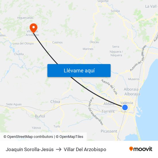 Joaquín Sorolla-Jesús to Villar Del Arzobispo map
