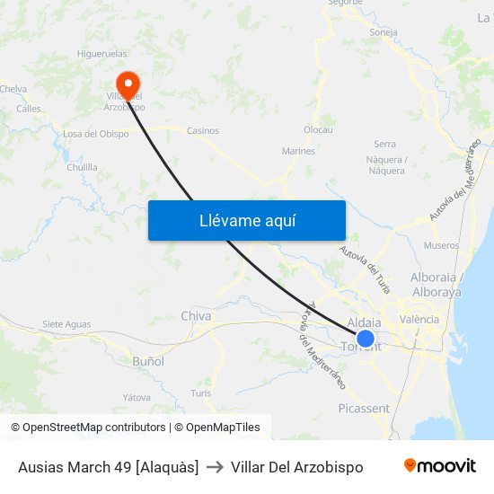 Ausias March 49 [Alaquàs] to Villar Del Arzobispo map