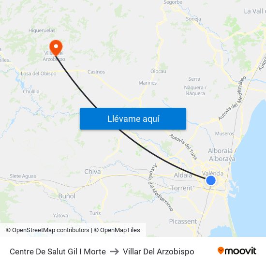 Centre De Salut Gil I Morte to Villar Del Arzobispo map