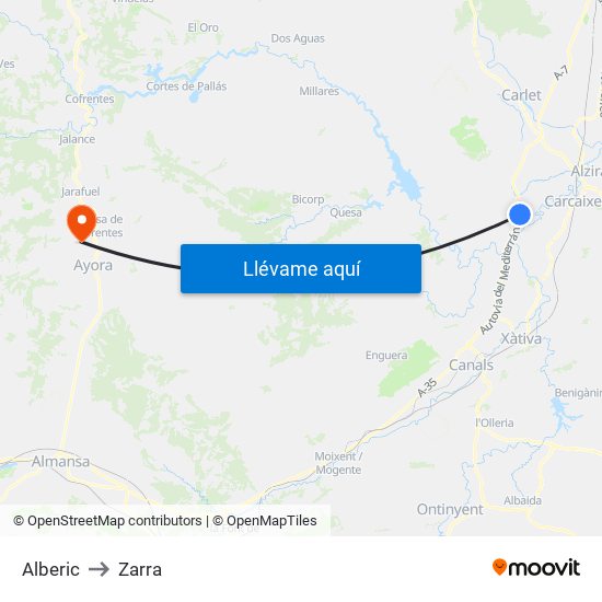 Alberic to Zarra map