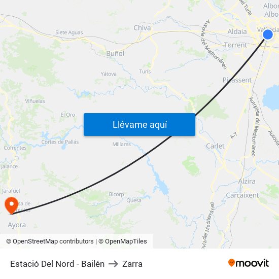 Estació Del Nord - Bailén to Zarra map