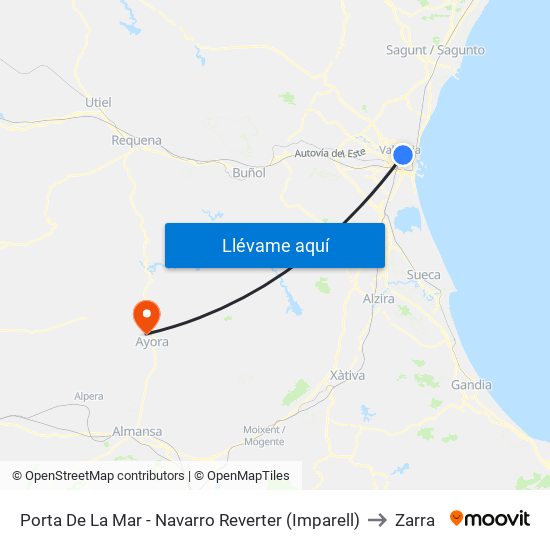 Porta De La Mar - Navarro Reverter (Imparell) to Zarra map