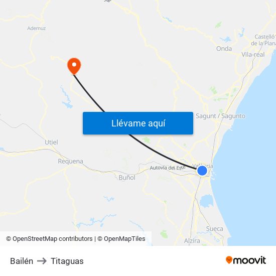 Bailén to Titaguas map