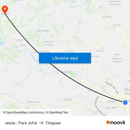Jesús - Pare Jofré to Titaguas map
