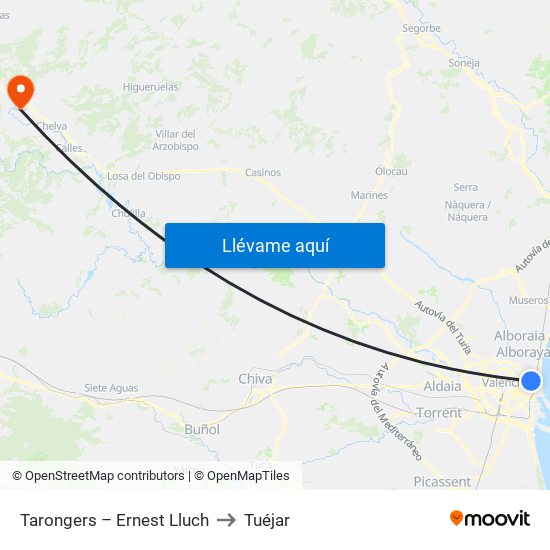 Tarongers – Ernest Lluch to Tuéjar map