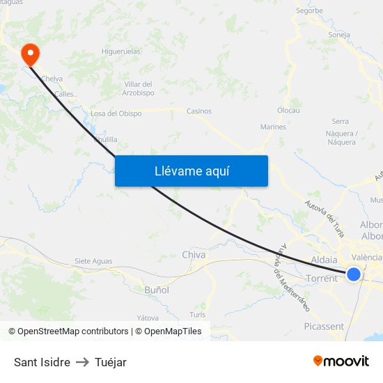 Sant Isidre to Tuéjar map