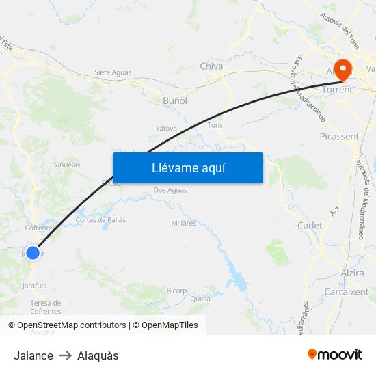 Jalance to Alaquàs map