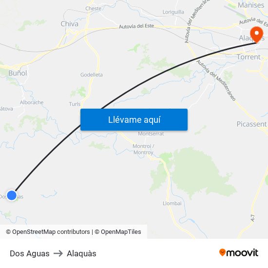 Dos Aguas to Alaquàs map