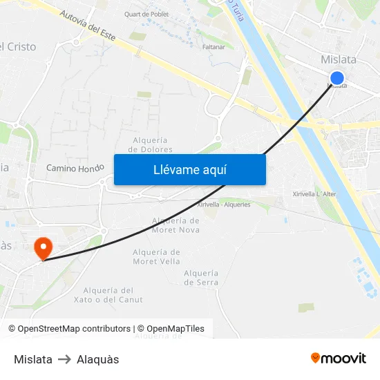 Mislata to Alaquàs map