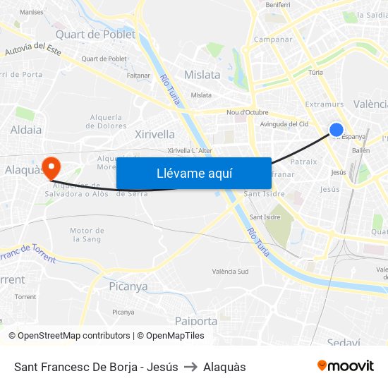 Sant Francesc De Borja - Jesús to Alaquàs map