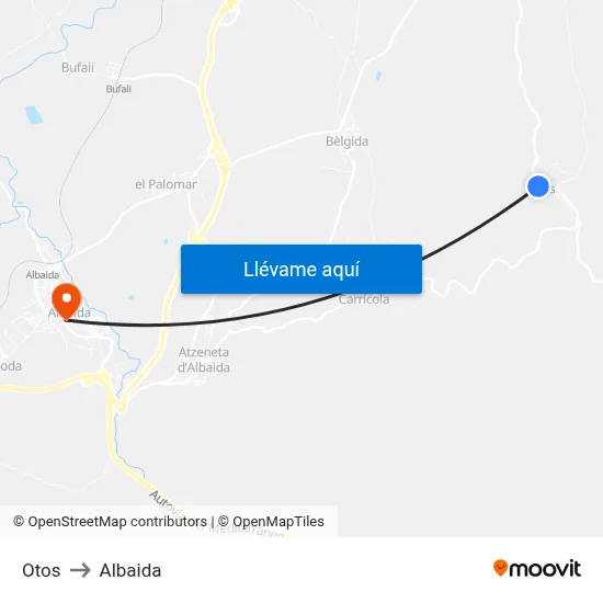 Otos to Albaida map