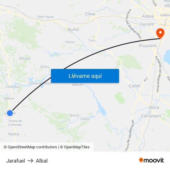 Jarafuel to Albal map
