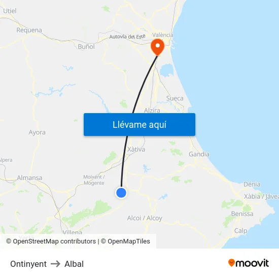 Ontinyent to Albal map