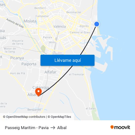 Passeig Marítim - Pavia to Albal map