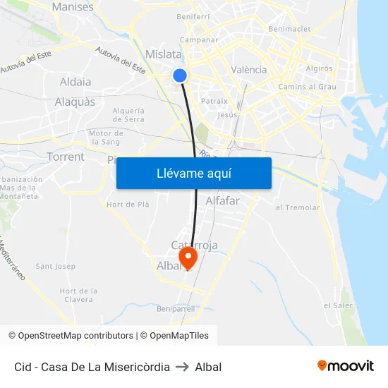 Cid - Casa De La Misericòrdia to Albal map