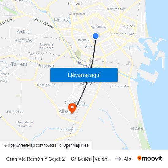 Gran Vía Ramón Y Cajal, 2 – C/ Bailén [València] to Albal map