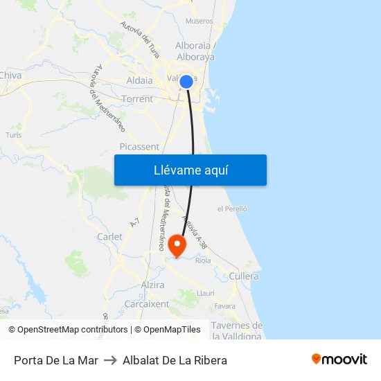 Porta De La Mar to Albalat De La Ribera map