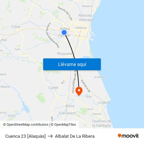 Cuenca 23 [Alaquàs] to Albalat De La Ribera map