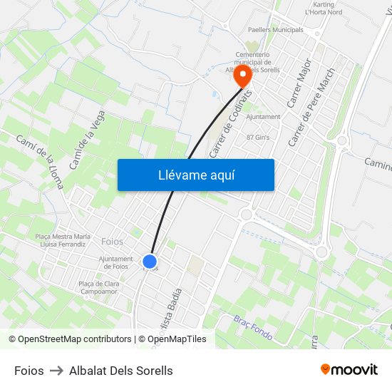 Foios to Albalat Dels Sorells map