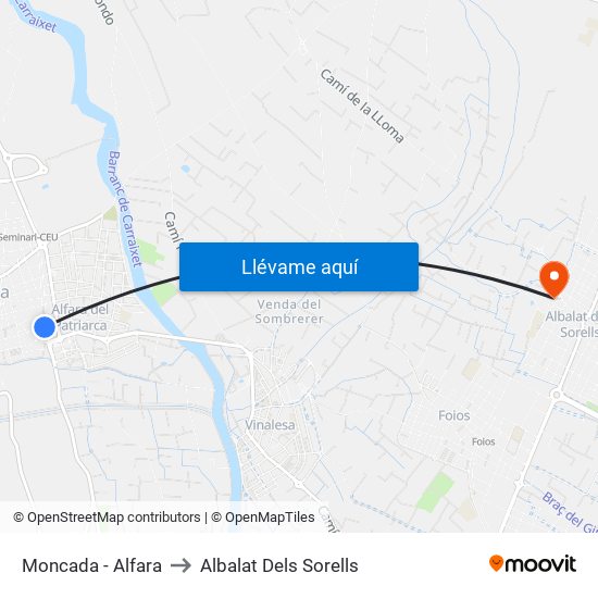 Moncada - Alfara to Albalat Dels Sorells map