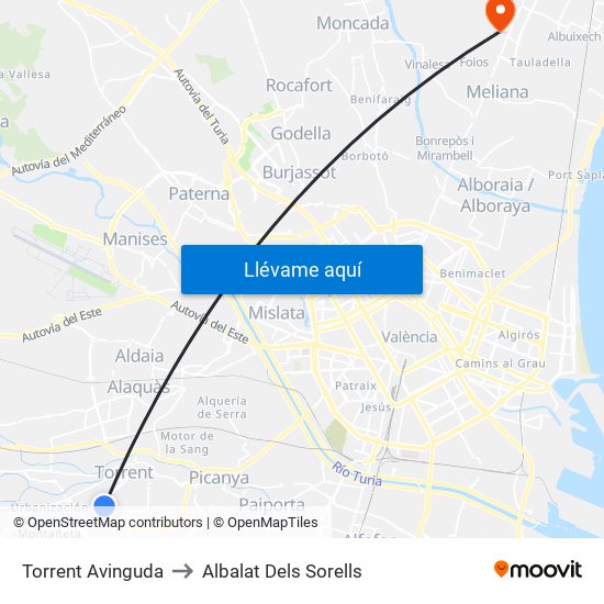 Torrent Avinguda to Albalat Dels Sorells map