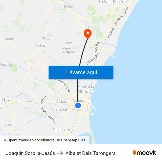Joaquín Sorolla-Jesús to Albalat Dels Tarongers map