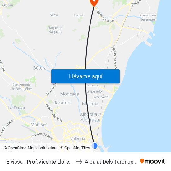 Eivissa - Prof.Vicente Llorens to Albalat Dels Tarongers map