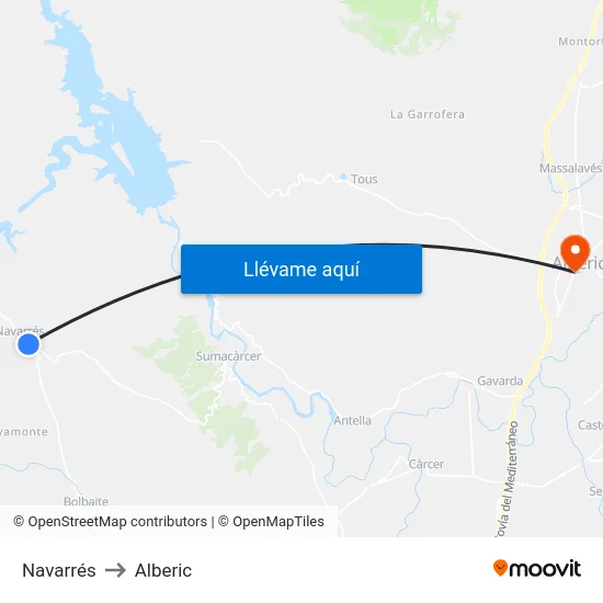 Navarrés to Alberic map