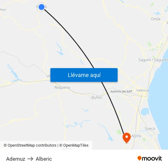 Ademuz to Alberic map