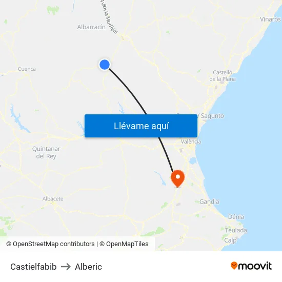 Castielfabib to Alberic map