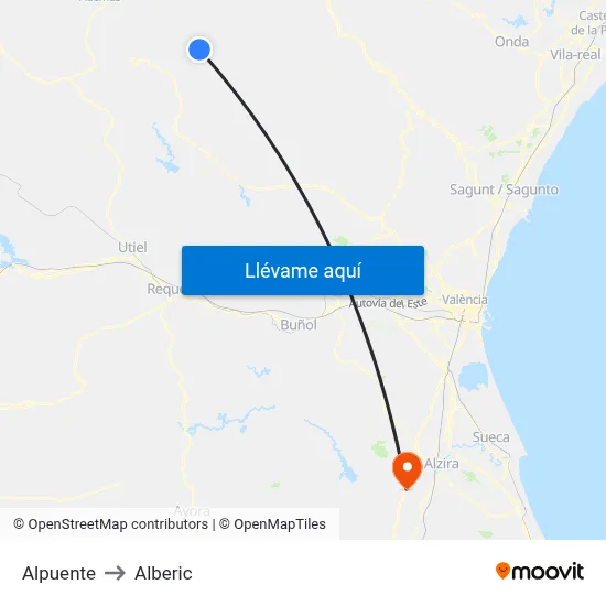 Alpuente to Alberic map