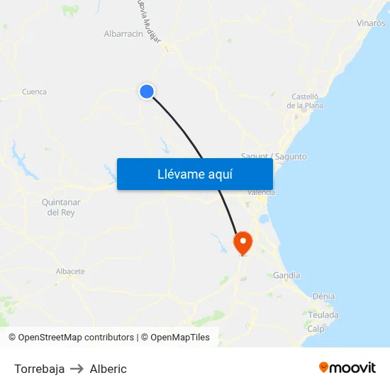 Torrebaja to Alberic map