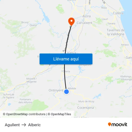 Agullent to Alberic map