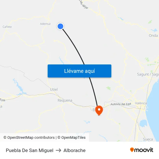 Puebla De San Miguel to Alborache map