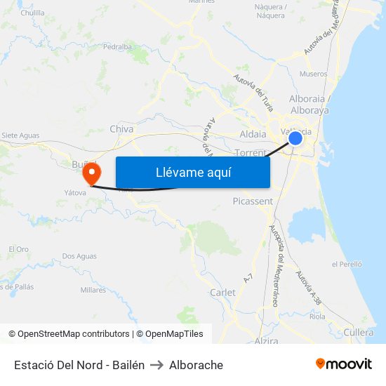 Estació Del Nord - Bailén to Alborache map
