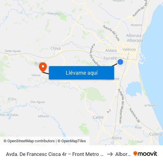 Avda. De Francesc Cisca 4r – Front Metro De Paiporta [Paiporta] to Alborache map