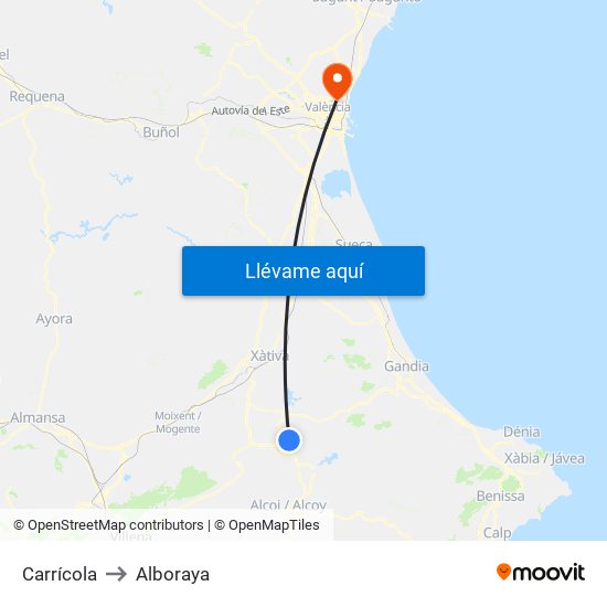 Carrícola to Alboraya map