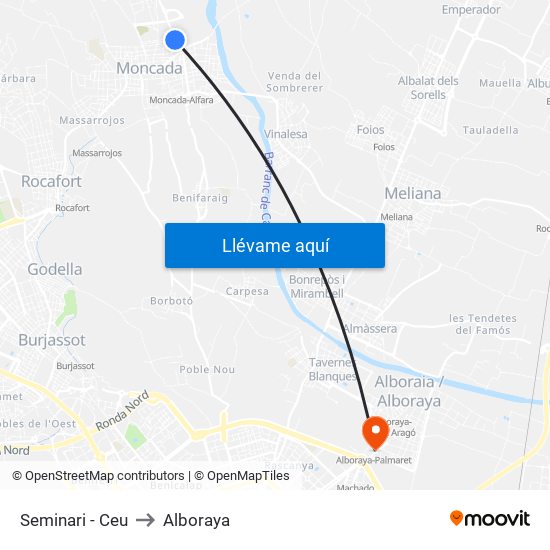 Seminari - Ceu to Alboraya map