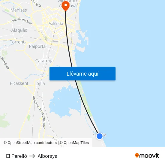 El Perelló to Alboraya map
