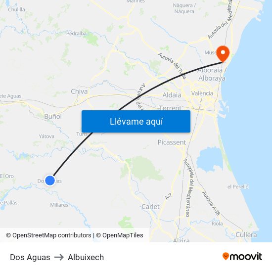 Dos Aguas to Albuixech map