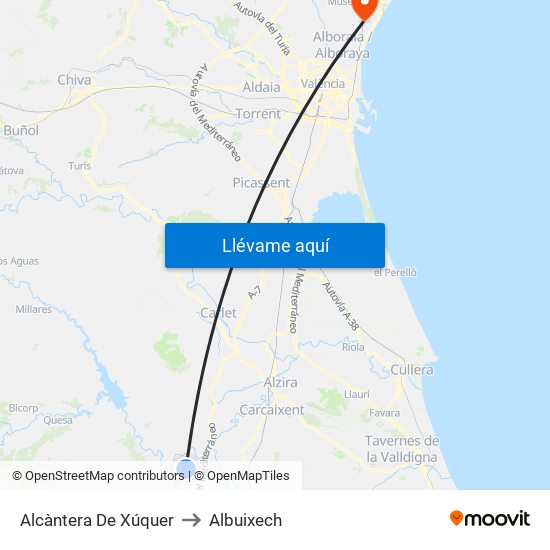 Alcàntera De Xúquer to Albuixech map