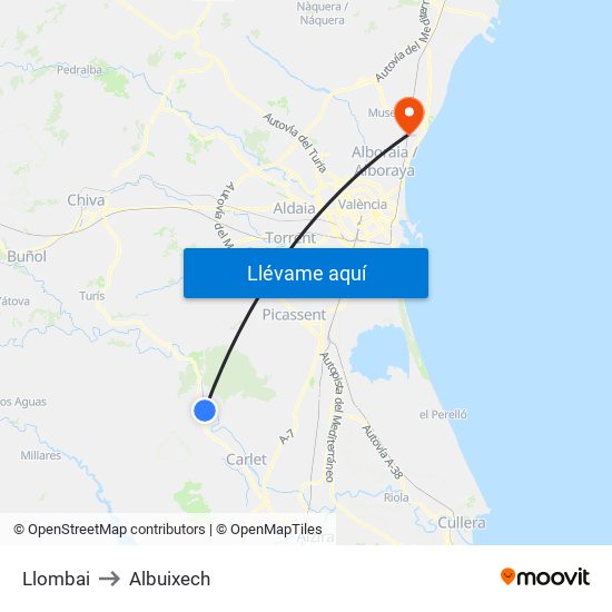 Llombai to Albuixech map