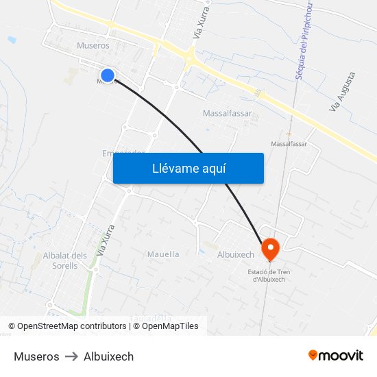 Museros to Albuixech map