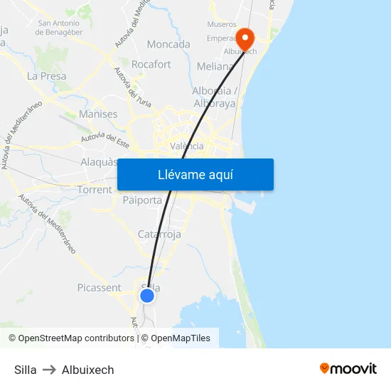 Silla to Albuixech map